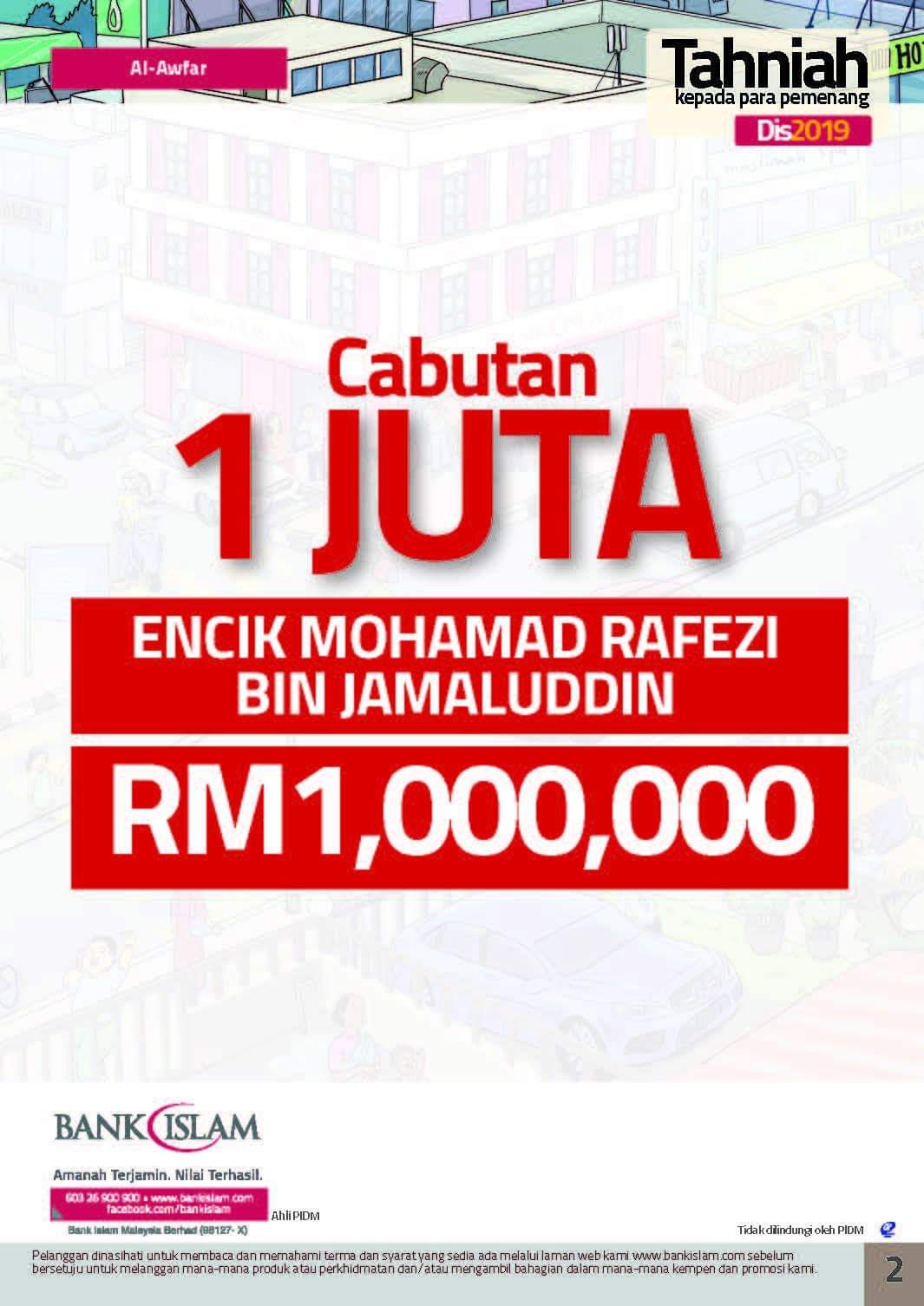 Keputusan Cabutan Disember 2019 Al-Awfar Bank Islam