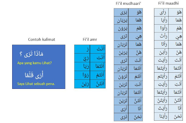 tabel isnad رَأَى - يَرَى dan tashrif lughawinya