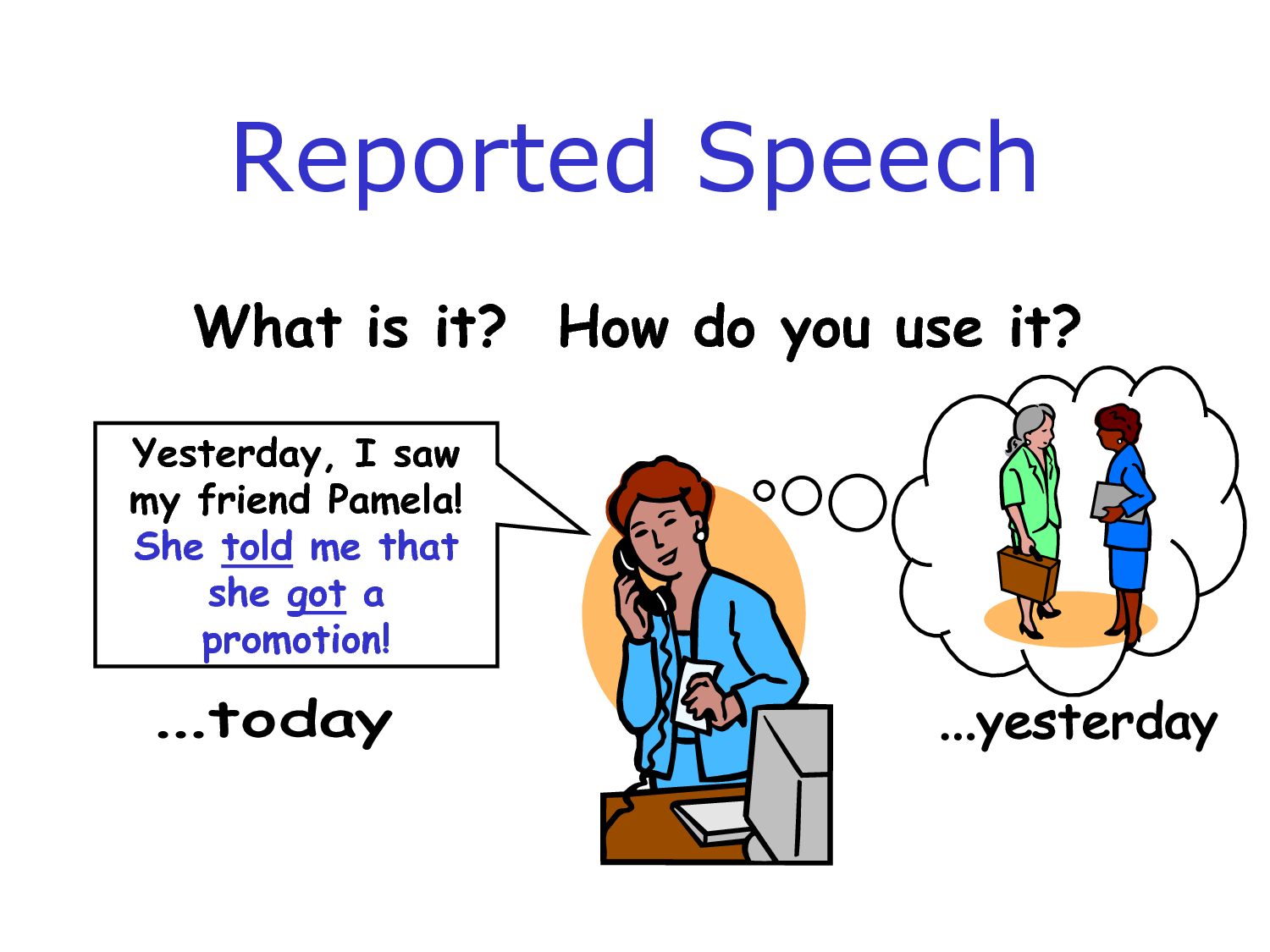 example of short story with direct and reported speech brainly