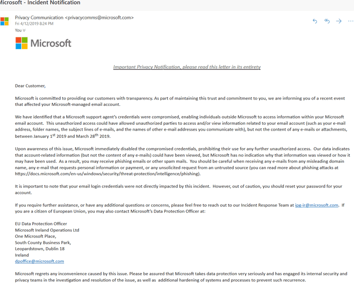 microsoft outlook email hacked