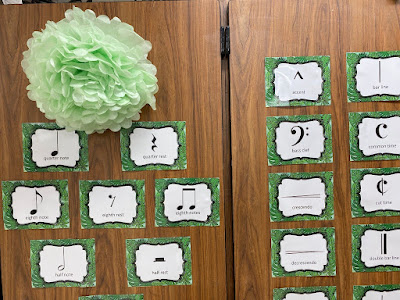 music symbols, musicroom decor, grow with music, music classroom, boho, paper flower