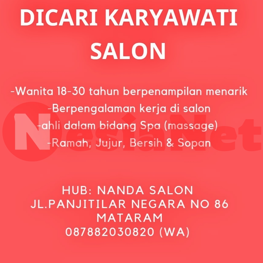Lowongan Kerja Nanda Salon Mataram Lombok NTB