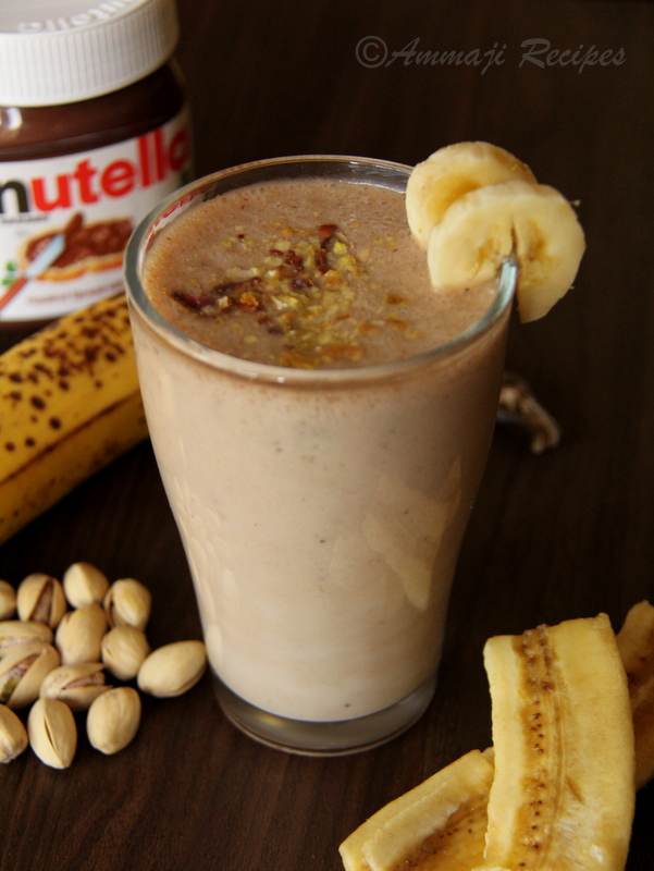 Banana Nutella Milkshake | Indian Food Recipes | Ammaji Kitchen