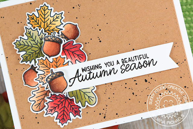 Sunny Studio Stamps: Beautiful Autumn Fall Swag Cluster Card by Juliana Michaels