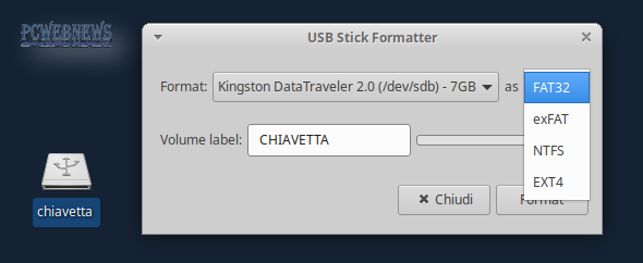 Formattare chiavette USB