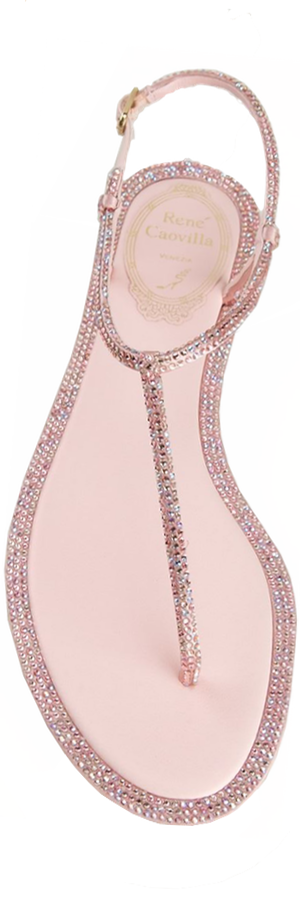 RENE CAOVILLA Embellished Flat Sandal Pink