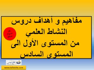 تدرج مفاهيم و دروس النشاط العلمي من المستوى الأول الى المستوى السادس وفق المنهاج المنقح