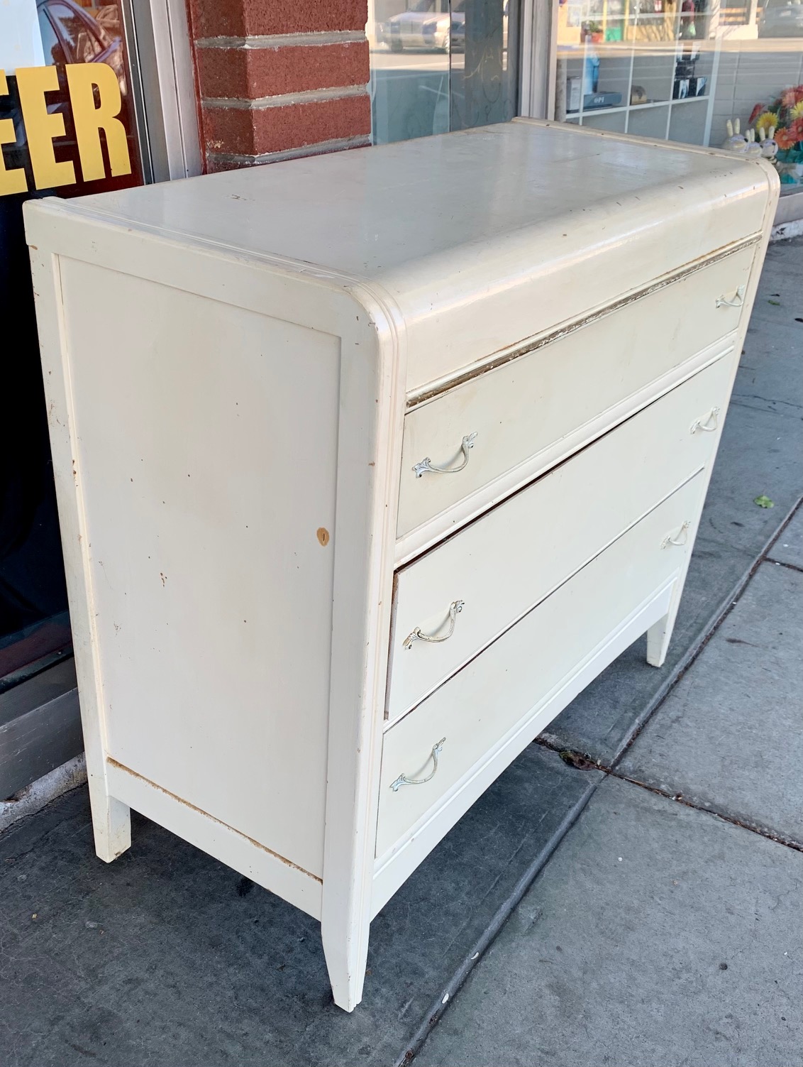UHURU FURNITURE & COLLECTIBLES SOLD Vintage Cream Colored 3 Door