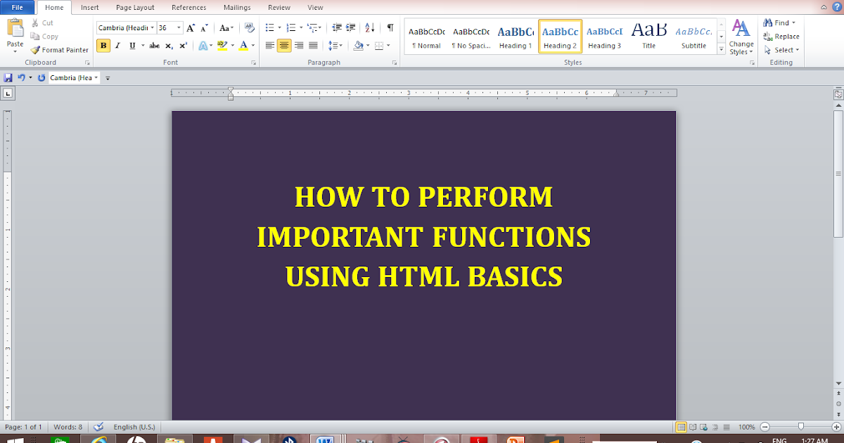 HOW TO PERFORM IMPORTANT FUNCTIONS USING HTML BASICS - BEGINNERS ...