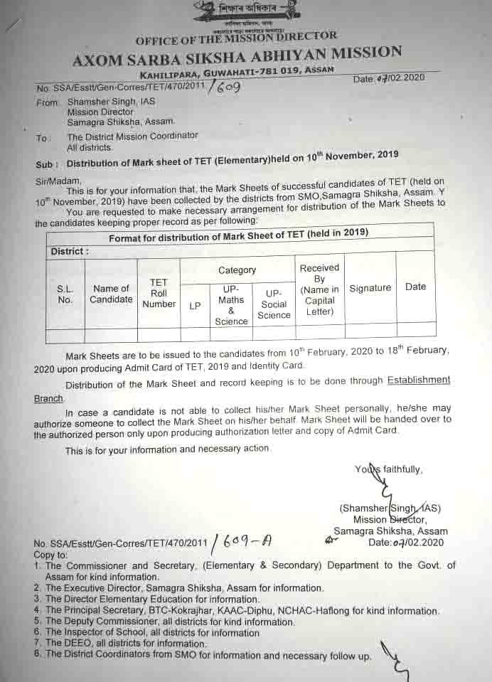 Assam TET 2019 LP UP Original Certificate and Marksheet 