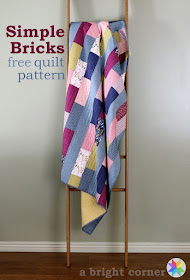 Simple Bricks free quilt pattern from Andy of A Bright Corner - a fat quarter pattern that's quick and easy!