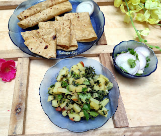 Dry potato fenugreek leaves subzi