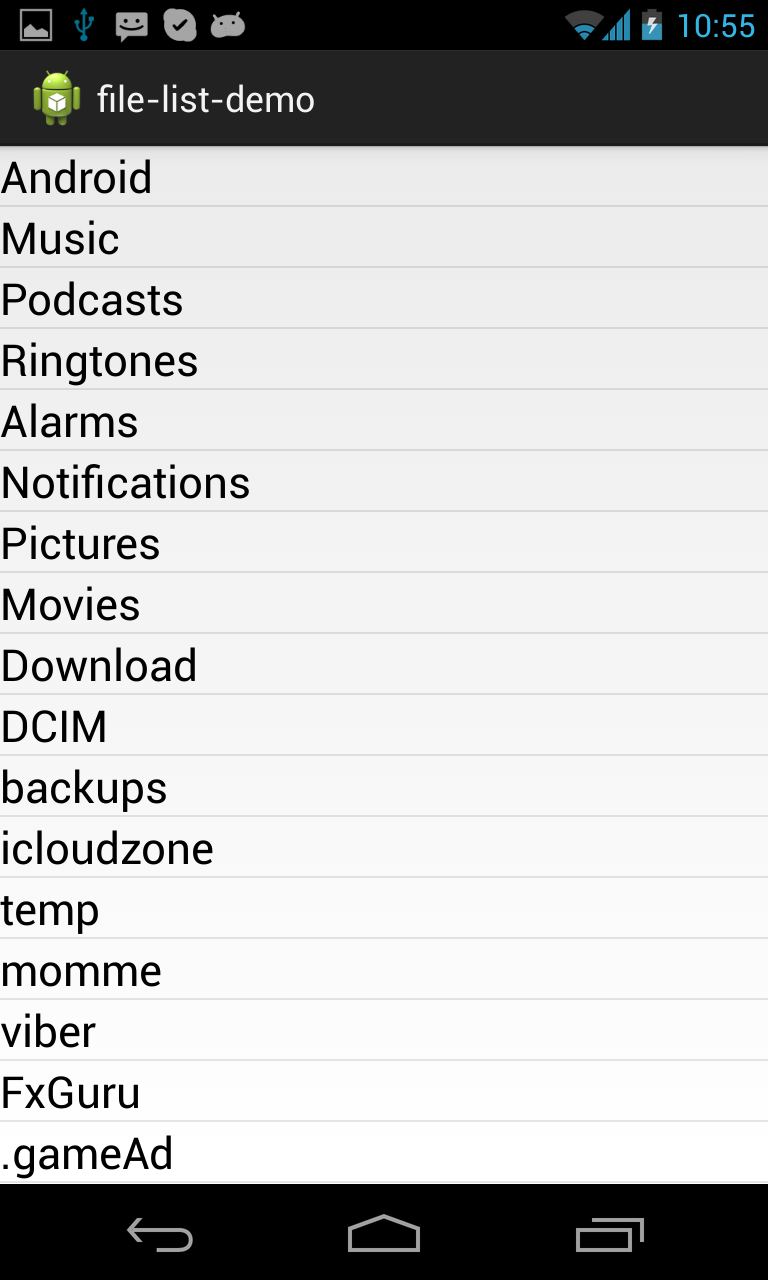 Android Practices Listing Files from SDCard in Android Example