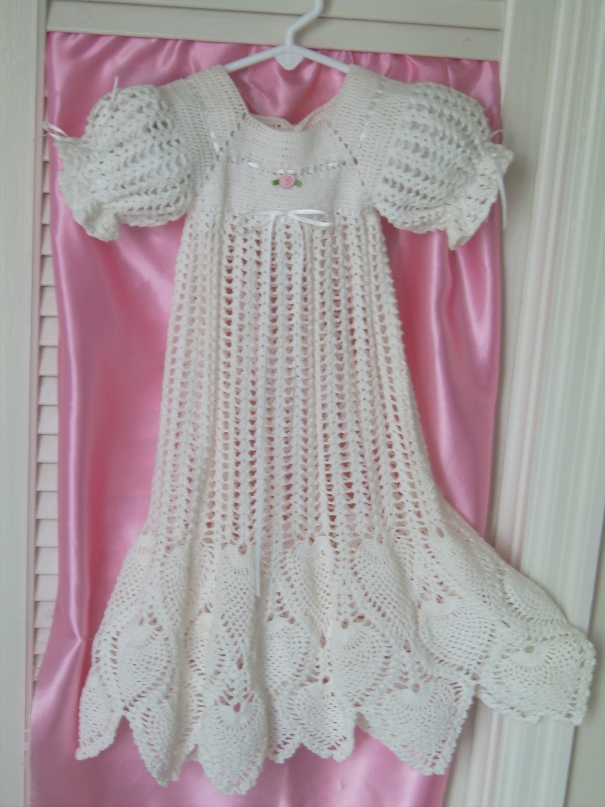 Antiquebeginnings hand crochet pineapple christening gown