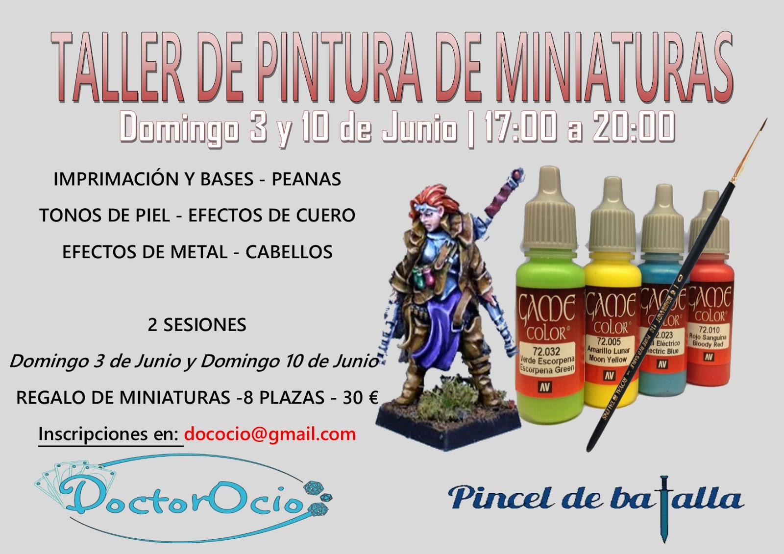 Tu solución contra el aburrimiento.: Taller de pintura de miniaturas  [DoctorOcio Zaragoza Domingo 3 y 10 de Junio