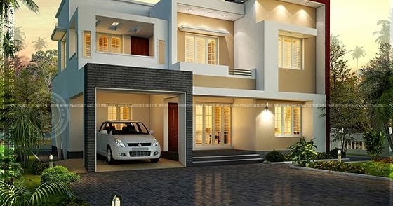 Modern flat roof house in 1820 square feet - Kerala home design and