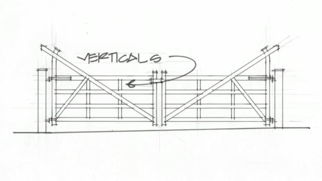 Wood gate detailing DRAWING AND PAINT