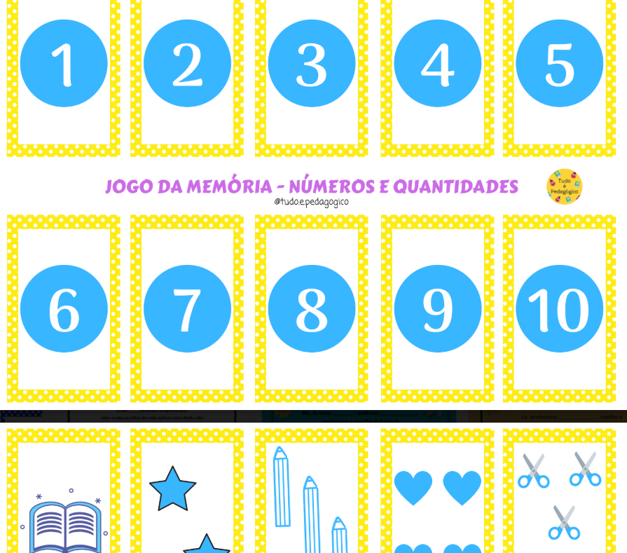 Jogo Educativo da Memória de Números e Quantidades Infantil