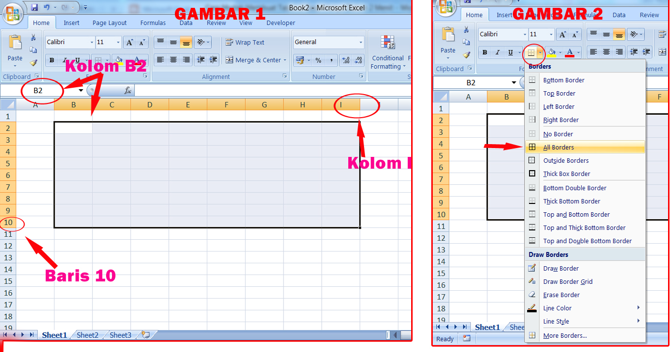 kotak pengisian di excel