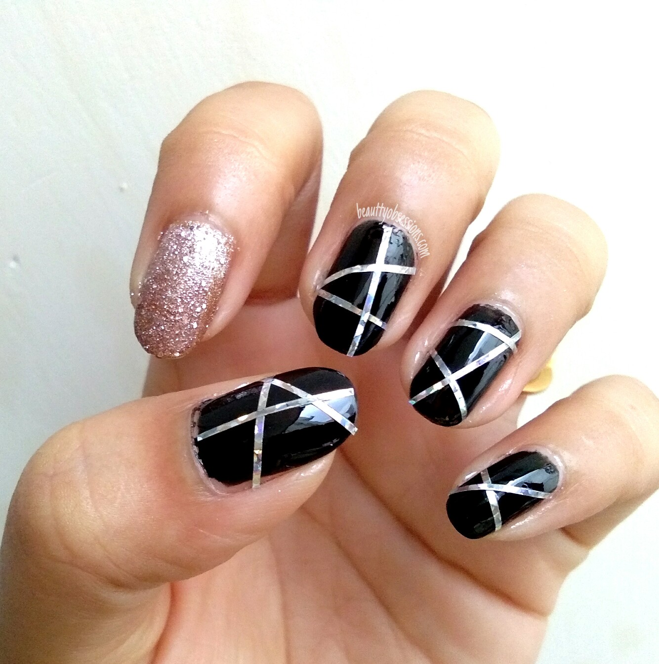 Two Easy Party Nails Ideas Using Nail Striping Tape step by step
