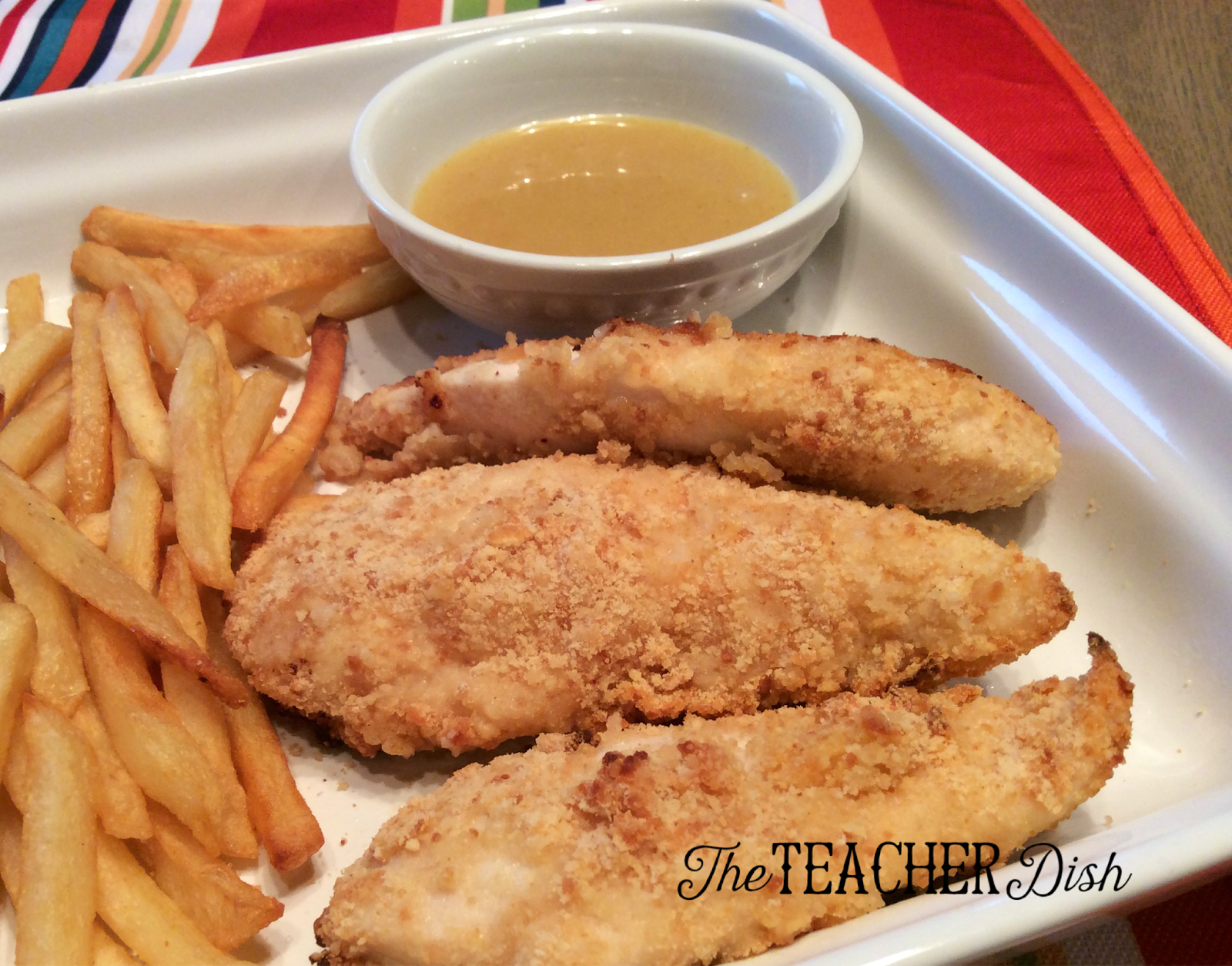 The Teacher Dish Baked Chicken Strips with Honey Mustard Dipping Sauce