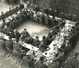 Soldiers enjoyed a Christmas dinner in the courtyard of the ruined church of Santa Maria di Constantinopoli