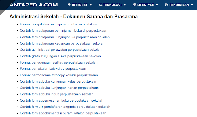 Kumpulan Contoh Format Dokumen Sarana dan Prasarana Sekolah