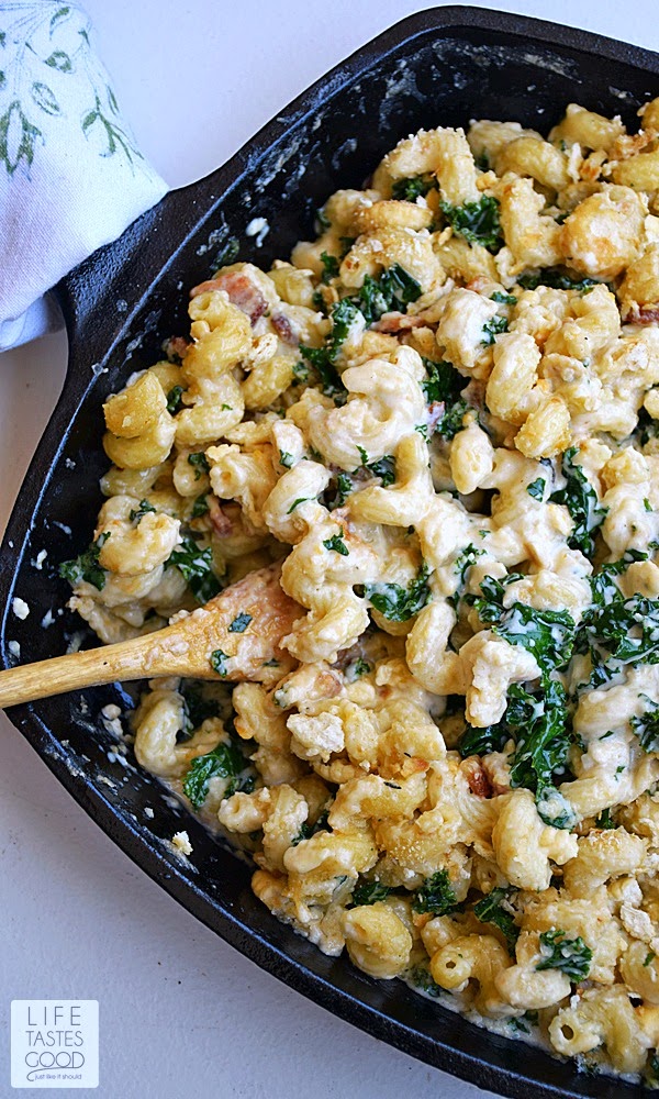 Mac and Cheese with Kale and Bacon Life Tastes Good
