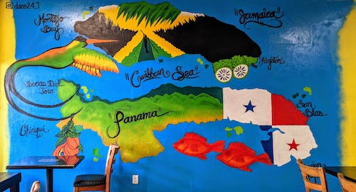 Interior mural of Jamaica and Panamá