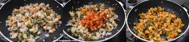 Step 3 - Bitter gourd potato Roast Recipe | Pavakkai Urulai Kizhangu Varuval Step 3 - Bitter gourd potato Roast Recipe | Pavakkai Urulai Kizhangu Varuval