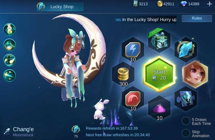 Trik Lucky Spin Untuk Mendapatkan Skin Cang'e Terbaru 100% Work