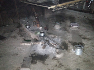The fireplace inside Chopa's hut