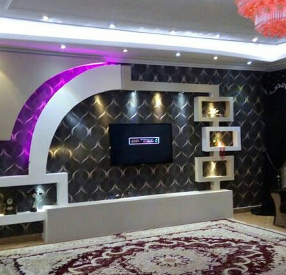 ديكور مكتبات جبس بورد مودرن لشاشات تلفزيون LCD ديكور جبس بورد
