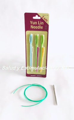 agujas plastico colores punta roma hilo nylon verde 30 cm