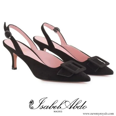 Queen Letizia wore Isabel Abdo Carrie Suede Slingback shoes