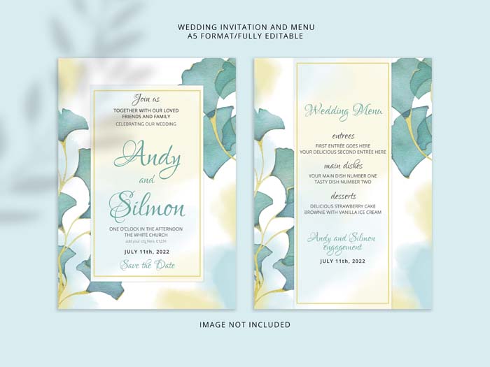 Beautiful Hand Drawing Floral Wedding Invitation premium PSD