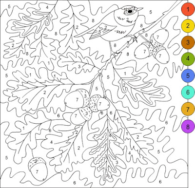 Nicole's Free Coloring Pages: Color by number Autumn