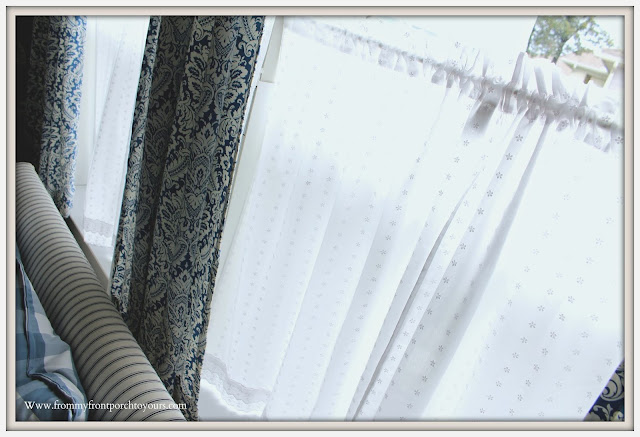Eyelet -Cafe- Curtains-Breakfast -Nook- Makeover-From My Front Porch To Yours