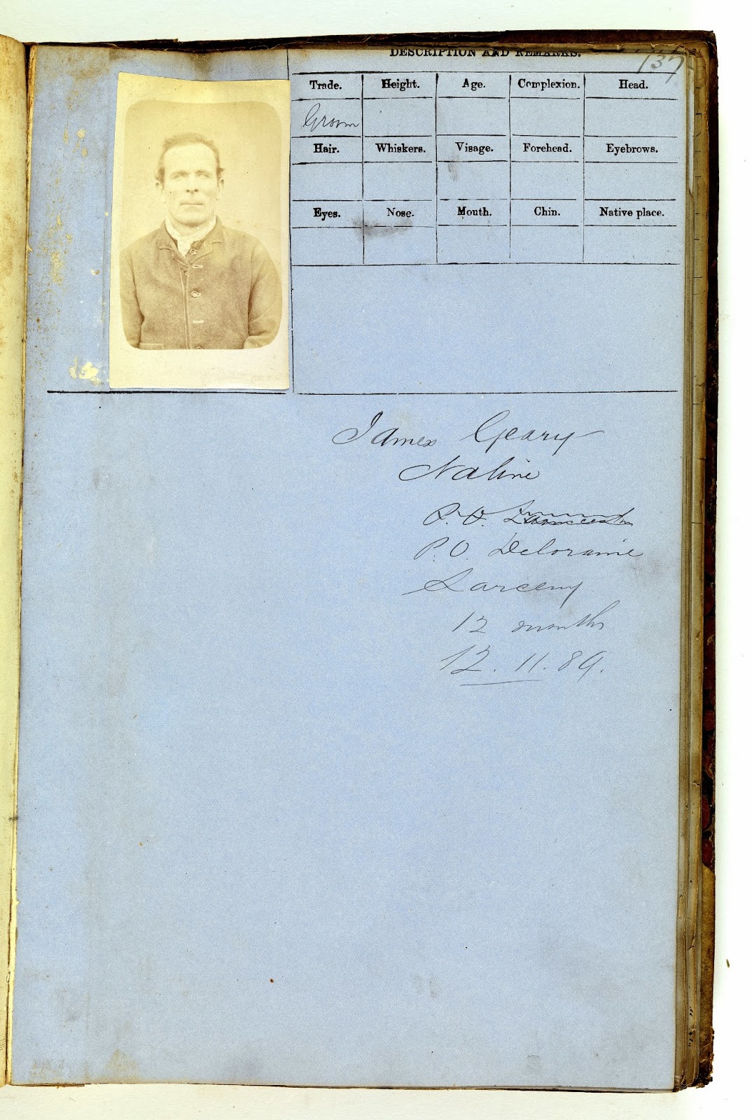 Thomas J. Nevin Tasmanian Prisoner Photographs 1870s1880s Prisoner