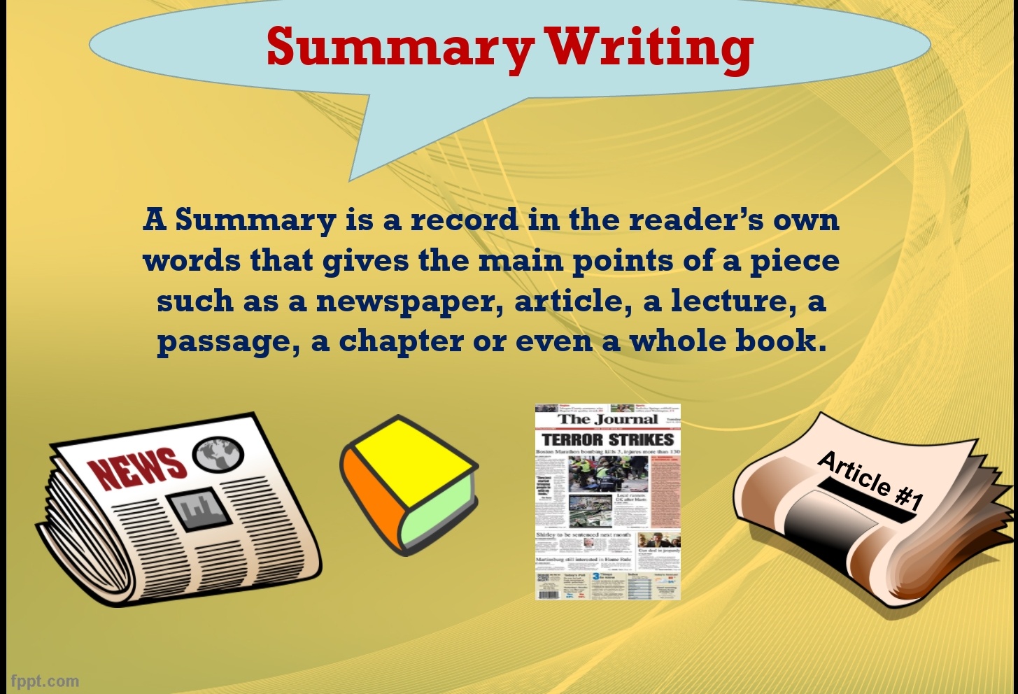 3.1 Summary writing Part 1 Ice Breakers and explanation