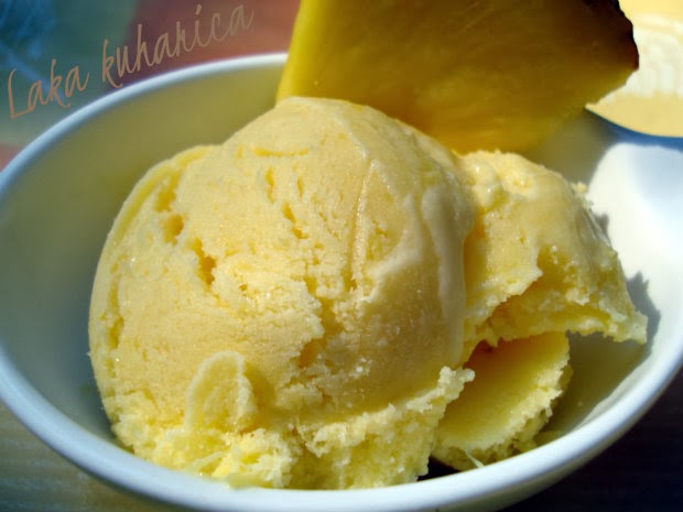 Pineapple ice cream by Laka kuharica: homemade ice cream with fresh pineapple is bursting with flavor.