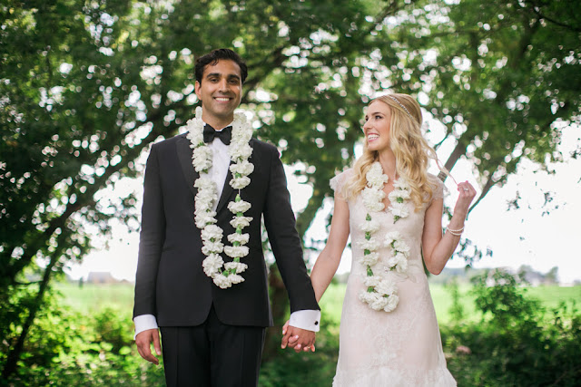 It was so fun creating these Gajra floral garlands for the couple to wear during there ceremony! white carnation garland necklaces for misty valley ann arbor wedding by sweet pea floral design
