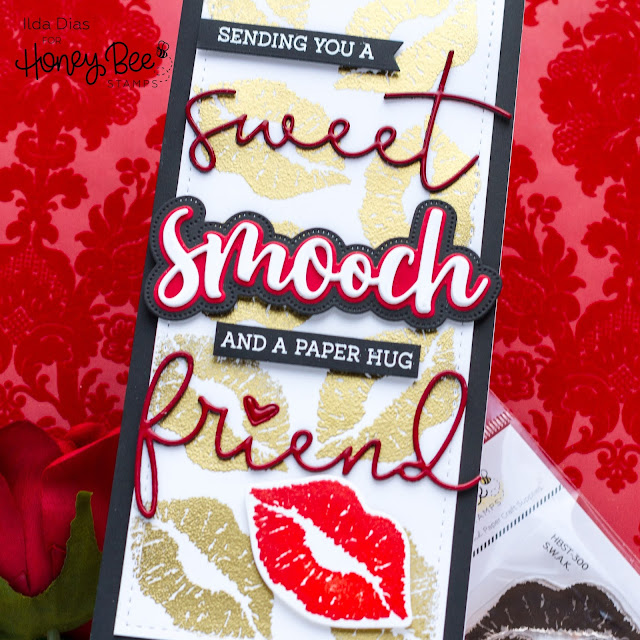 Sweet Smooch, Valentine's Day, Slimline Card,Honey Bee Stamps, Love Letters, Sneak Peek,  Card Making, Stamping, Die Cutting, handmade card, ilovedoingallthingscrafty, Stamps, how to, S.W.A.K.