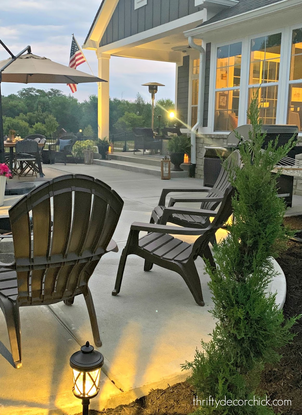 Round fire pit area on patio