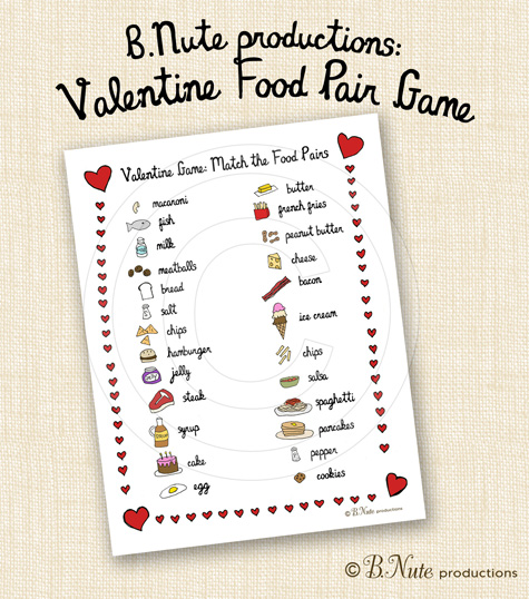Bnute Productions Printable Valentine Food Pair Game-4114