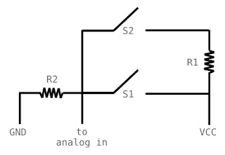 Markus Wobisch: Saving Arduino Inputs: Analog Readout of Keypad
