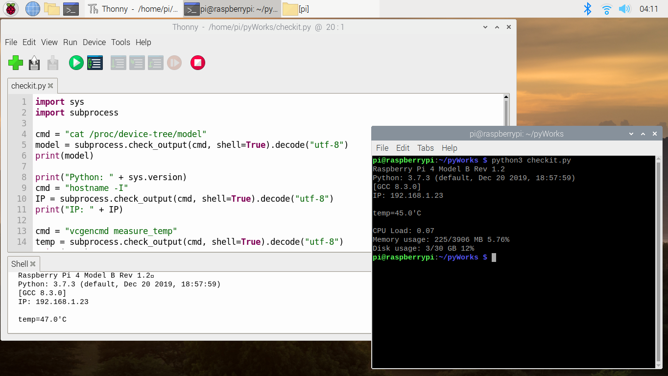 Hello Raspberry Pi: Python to check system info and status