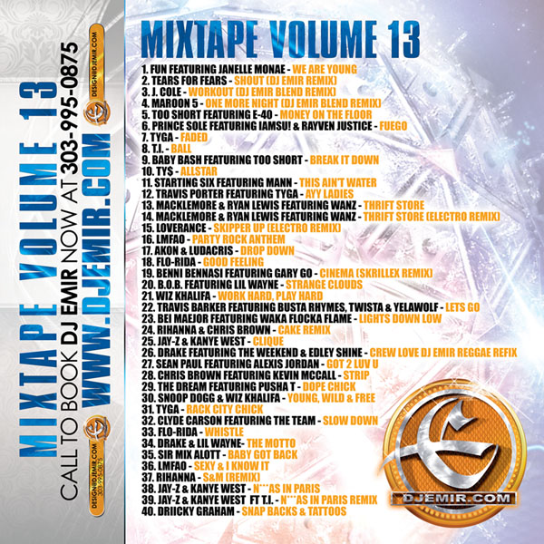DJ Emir Mixtape Volume 13 Back Cover
