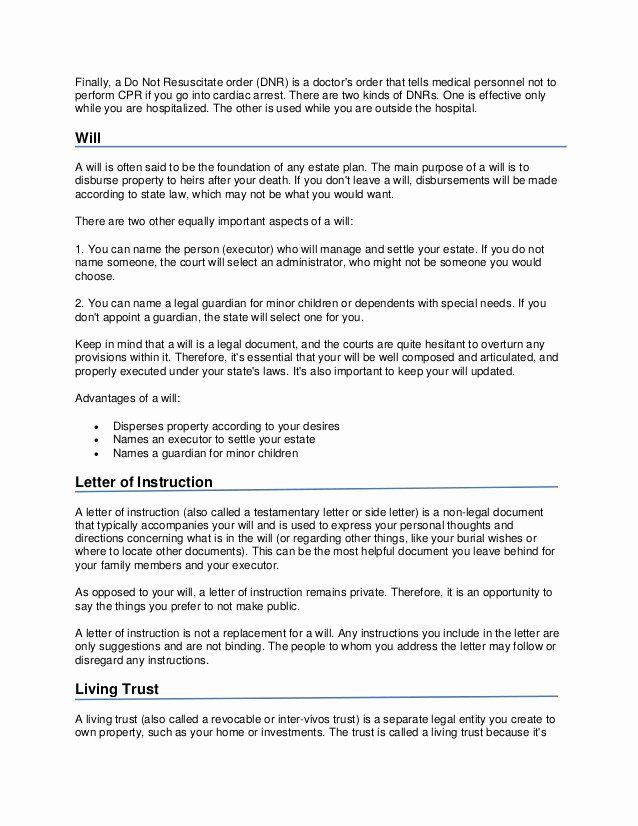 Estate Planning Letter Of Instruction Template Resume Letter
